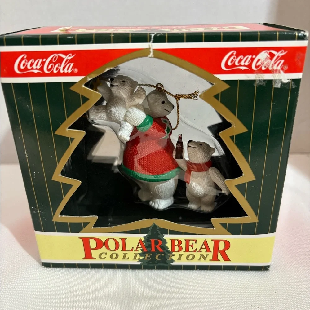 Coca-Cola Polar Bear Collection Christmas ornament 1998 features snow snow bears
